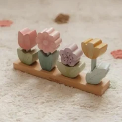 New Puzzle fleurs à empiler en bois FSC Fairy Garden Jouet À Empiler