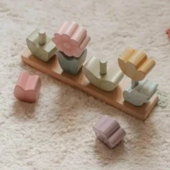 New Puzzle fleurs à empiler en bois FSC Fairy Garden Jouet À Empiler