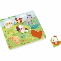 Hot Puzzle tactile en bois Ferme (5 pièces) Puzzle