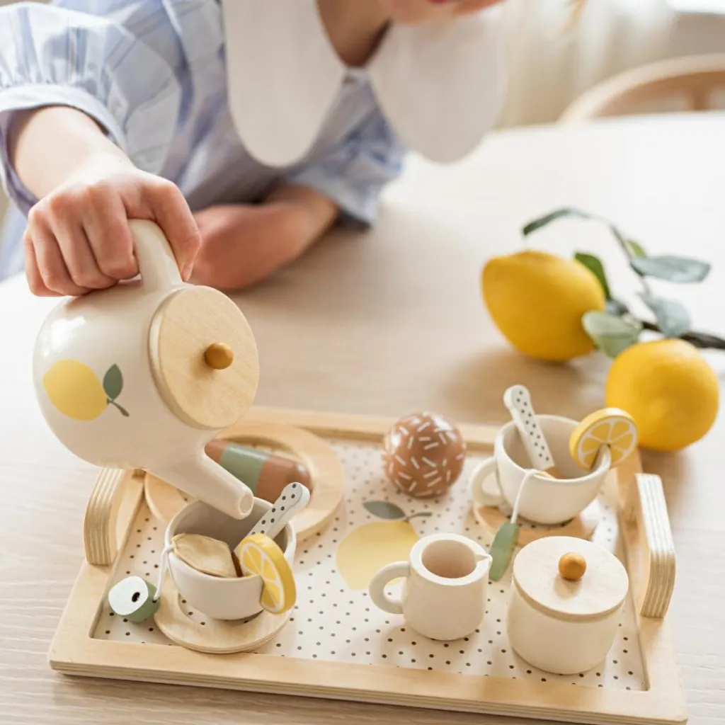 Hot Service à thé citron en bois Dînette Et Aliments Factices