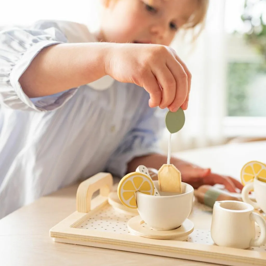 Hot Service à thé citron en bois Dînette Et Aliments Factices