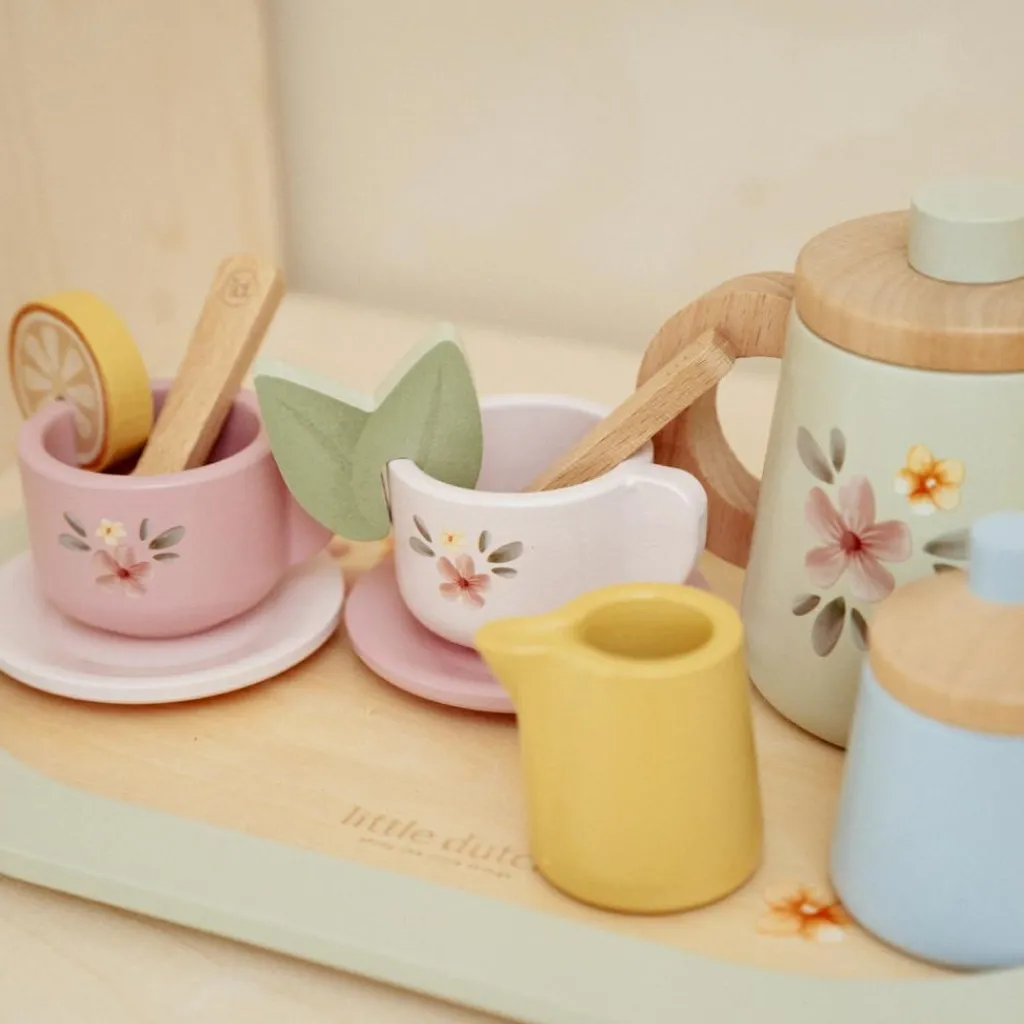 Clearance Service à thé en bois FSC Dînette Et Aliments Factices