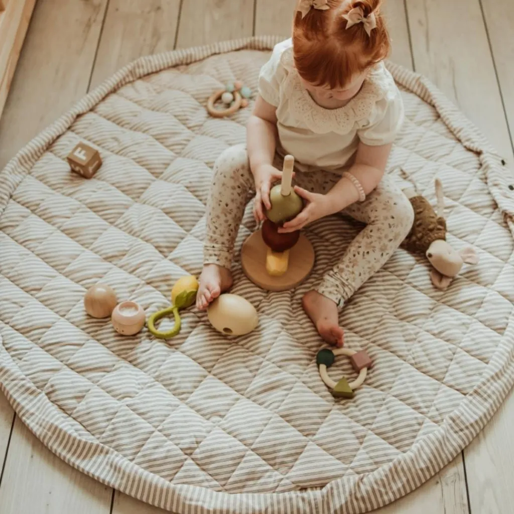 Discount Tapis de jeu 2 en 1 Noomad Organic Soft Stripes Blue Tapis De Jeu