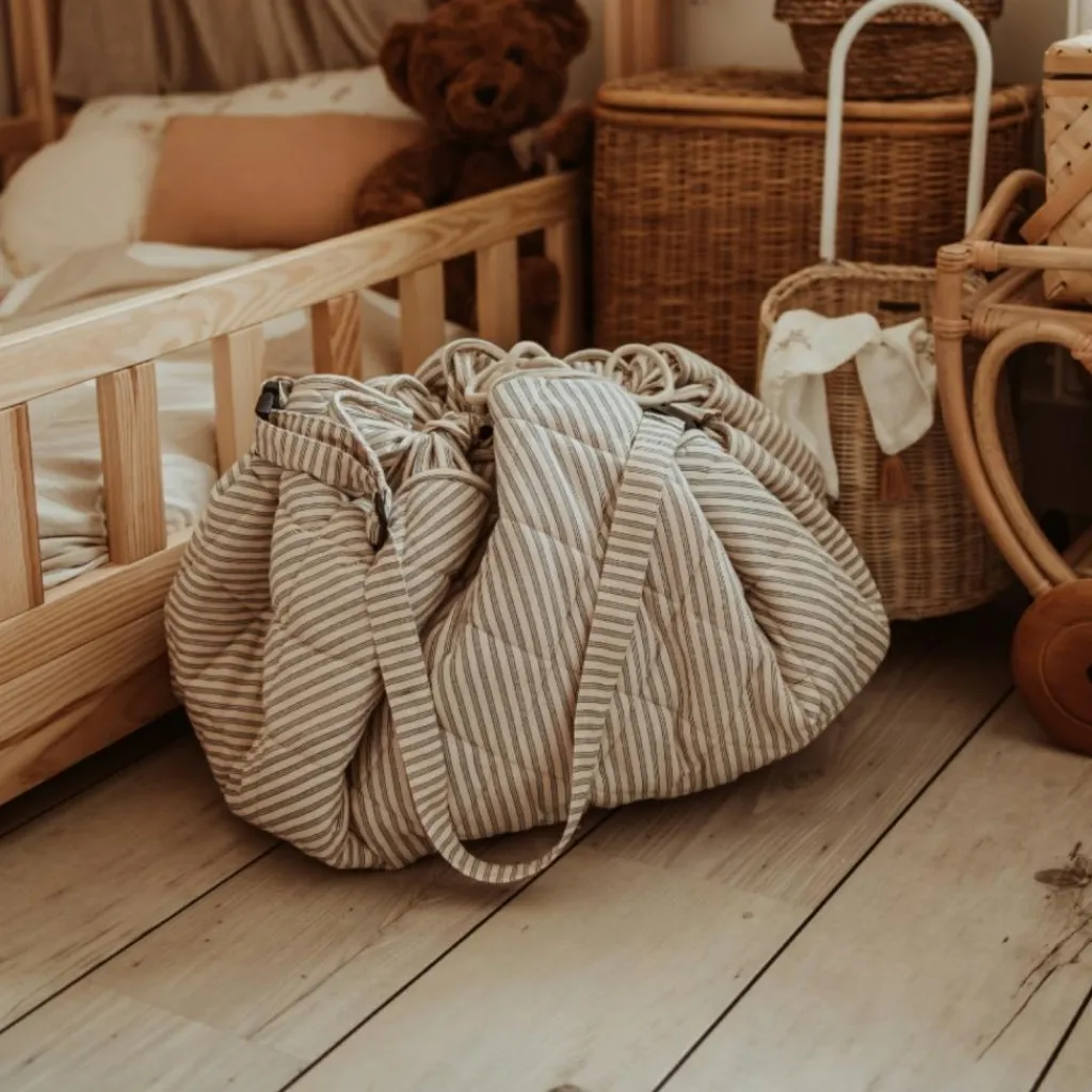 Discount Tapis de jeu 2 en 1 Noomad Organic Soft Stripes Blue Tapis De Jeu