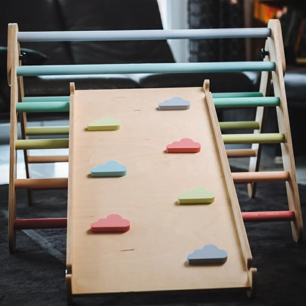 Clearance Toboggan et mur d'escalade 2 en 1 Pickler multicolore pastel Parcours De Motricité