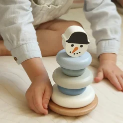 Discount Tour à empiler en bois Bonhomme de neige Jouet À Empiler