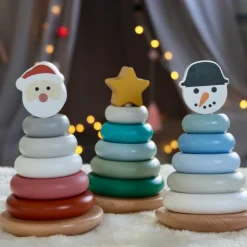 Discount Tour à empiler en bois Bonhomme de neige Jouet À Empiler