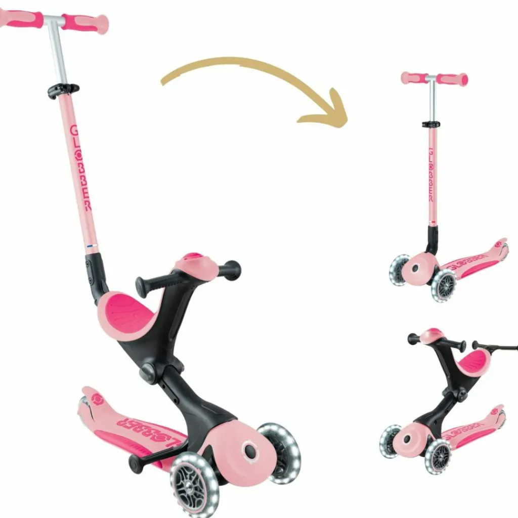 Trottinette Go up Deluxe Lights Pastel Rose Porteur Évolutif En Trottinette