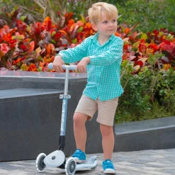 New Trottinette Junior Foldable Ecologic Lights Bleu Cassis Trottinette